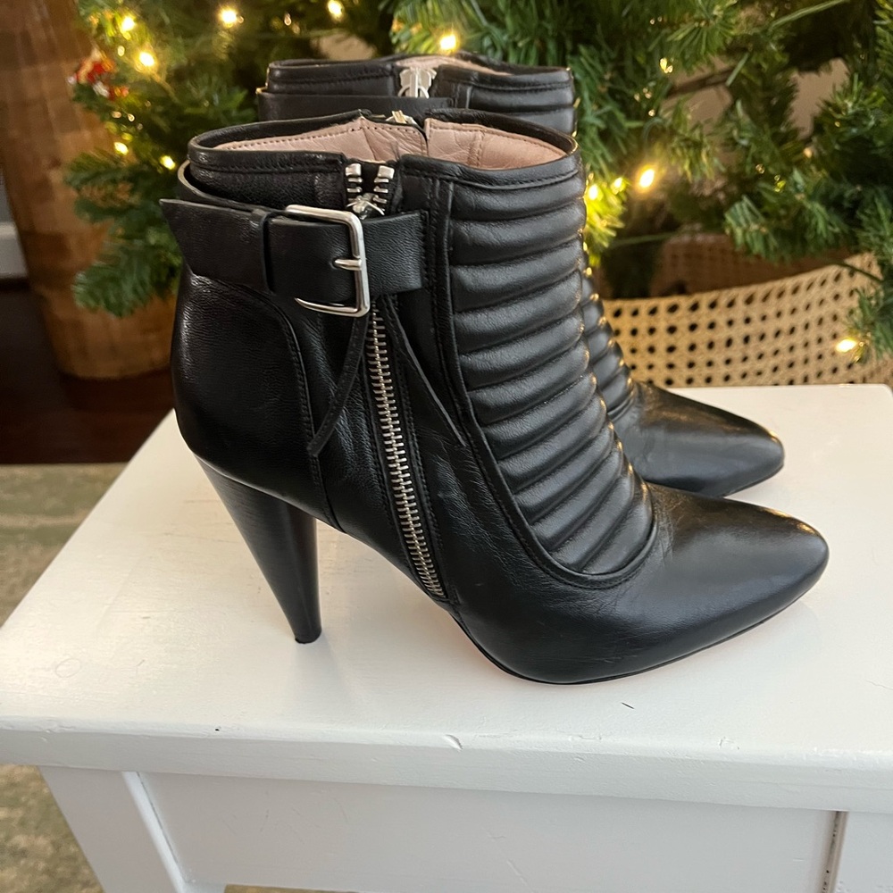 Cavallini black leather moto ankle boots